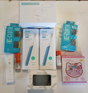 (1) Ultrasonic Cleaner (2) Quip Electric Toothbrush (1) Simka Rose Snack Cup & Much More