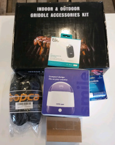 (1) Grill Accessories Kit (1) Tile Tracker (1) Smile Direct Club Ultrasonic UV Cleaner & Much More