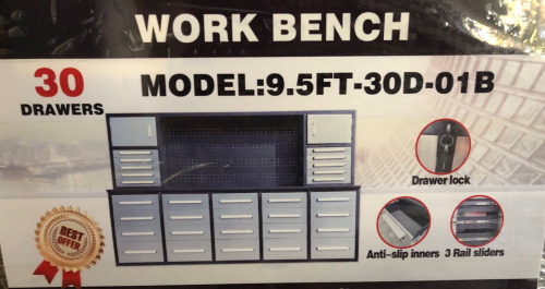 Large Multi Level 9.5' Work Bench in Original Packaging