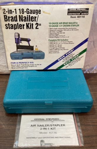 Central Pneumatic Air Nailer/Stapler 2-In-1 Kit