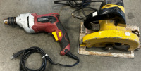 Chicago Electric Heavy Duty Drill, And Wizard 7 1/2” Saw - 7