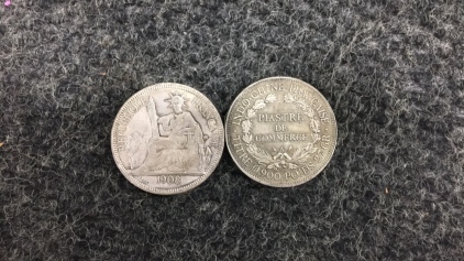 (2) 1908 Silver France Coins