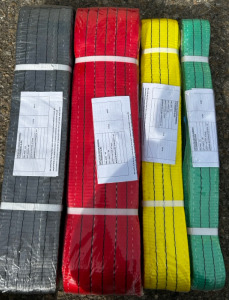 (1) Yellow 4M, (1) Green 4M, (1) Red 6M, (1) Gray 6M Duplex Polyester Webbing Flat/Webbing Sling