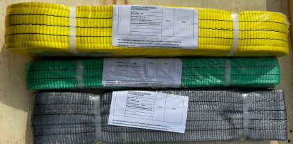 (1) Yellow 6M, (1) Gray 2M, (1) Green 2M Duplex Polyester Webbing Flat/Webbing Sling