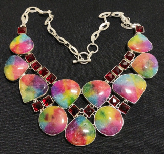 Multi-Color Solar Quartz + Garnets Necklace