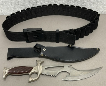 Finger Hook Knife W/ Sheath And Uncle Mikes Gun Belt