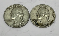 (2) Silver Washington Quarters Dated 1963 And 1964