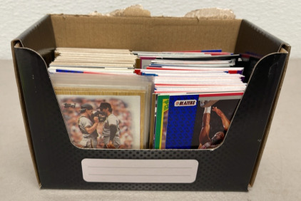 Box Of MLB, NFL, NBA Collectible Sports Cards Various Brands And Years