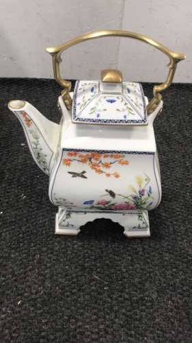 Beautiful Japanese Tea Kettle China W/ Lid And Stand