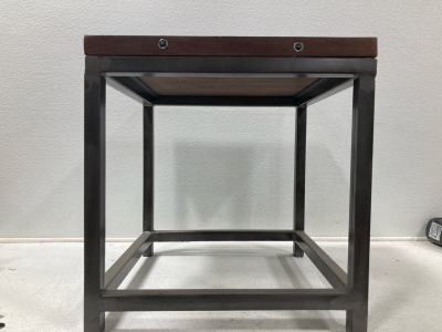 Wooden Side Table Steel Frames, 1ft 10”x 1ft 11”