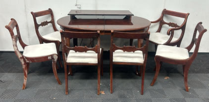 Wooden Dining Table W/ Leaf And 6 Wooden Chairs