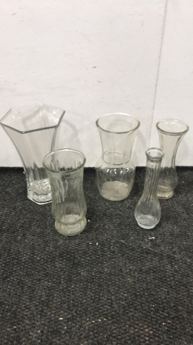 (5) Glass Vases