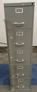 (1) Security Locking Filing Cabinet - 5 Drawer - 15" × 28" × 57.5"