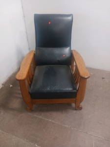 Wood Black Leather Chair