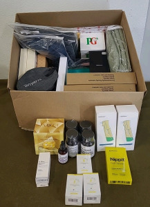 (1) 50-Pair Box Of Posta 24K Gold Eye Masks, (1) Bottle Of Dr. Oracle NiaBright Ampoule, 50ml Brightening K-Beauty, (1) 2-Oz Bottle Of Magnesium Glycinate Drops, (4) 90-Count Bottles Of Sea Moss Supplement Tablets, (3) 20-Count Boxes Of 50 Spf Transparen