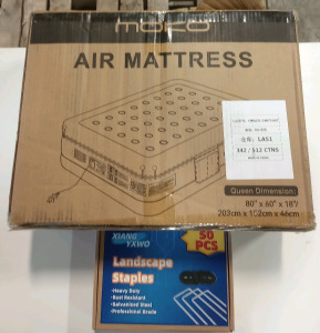 (1) Queen Sized Air Mattress (1) 50 Piece Landscape Staples (r7)