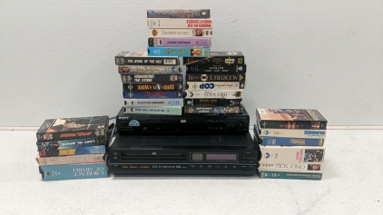 Sony DVD Player, Fisher VHS Player, (30) Collection of VHS Tapes