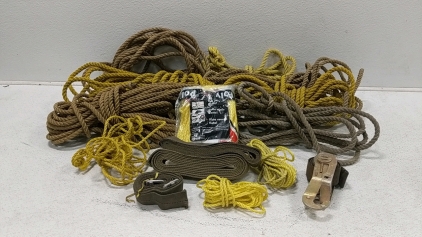 (11) Various Sizes Ropes, (3) Ratchet Straps, (2) Chains and More