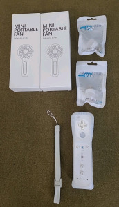 (1) Nintendo Wii Remote Controller, (2) USB Rechargeable Mini Fans & (2) USB LED Night Lights