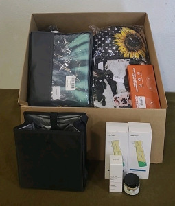 (1) Bottle Of Dr. Oracle NiaBright Ampoule, 50ml Brightening K-Beauty, (1) 60ml Jar Of Wild Yam Balancing Cream, (2) 160ml Continous Spray Bottles, (1) Small Tote Bag & (1) Box Of Assorted Amazon Returns