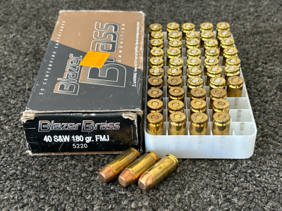 (50) Rounds of Blazer Brass 40 S&W 180 Gr. Mixed Ammo