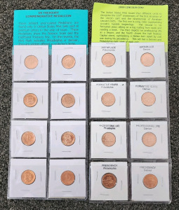 (8) 2009 Lincoln Commemorative Cent Pieces, (8) US Treasury Commemorative Medallions