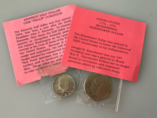 Kennedy Half Dollar Gem PROOF Edition and A Bicentennial Eisenhower Dollar