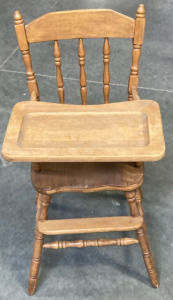 ANTIQUE WOODEN HIGHCHAIR 35.5 “ TALL.