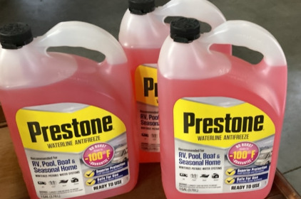 (3) 1 GALLON JUGS OF PRESTONE WATERLINE ANTIFREEZE.