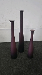 (1) Set of 3 Tall Purple Ombre Vases