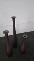 (1) Set of 3 Tall Purple Ombre Vases - 5