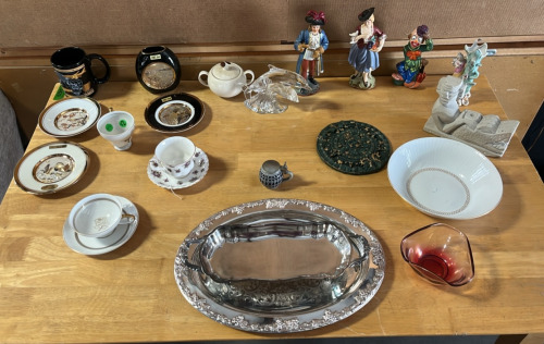 Assorted antique dishes & More