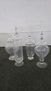 (1) Set of 4 Candy Apothecary Jars with Lids