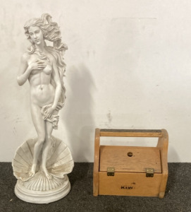 Antique Lady Statue Antique Kiwi Shoe Shine Box