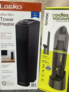 Ultra Slim Tower Heater & ionvac Cordless Vaccuum