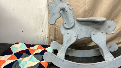 Wooden Riding Horse & Quilt