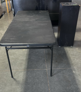 Foldable Black Table & Black Storage Shelf