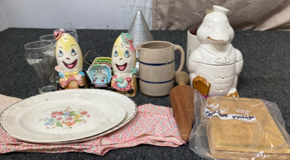 Vintage Cook Book & Assorted GlassWare