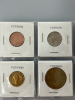 Foreign Coins, Collectors Baseball Cards, and First Day Of Issue Gold Plated Stamp - 2