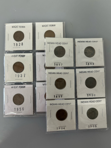 Vintage Wheat Pennies and Indian Head Cents