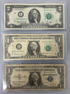 1976 Bicentennial $2 Note, Scarce Barr Note and Vintage Silver Certificate