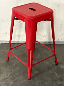 Red Metal Stool