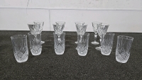 (1) Set of 8 Crystal Wine Glasses (1) Set of 6 Crystal Drinking Glasses