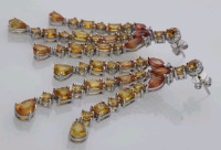 Value $16,790 Yellow/Orange Sapphire & Diamond Pair of Platinum Earrings - 3