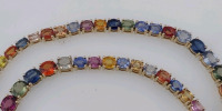 Value $37,880 Natural Multi-Colored Sapphire & Natural Diamond Gold Necklace - 3