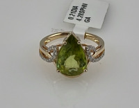 Value $8,290 Pear Cut And Faceted Sphene And 0.21ct. Diamond 14k Gold Ring Size 6-1/2 (US)