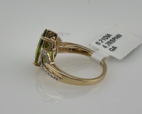 Value $8,290 Pear Cut And Faceted Sphene And 0.21ct. Diamond 14k Gold Ring Size 6-1/2 (US) - 3