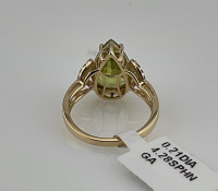 Value $8,290 Pear Cut And Faceted Sphene And 0.21ct. Diamond 14k Gold Ring Size 6-1/2 (US) - 4