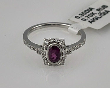 Value $10,350 Kashmir Ruby And Diamond Platinum Ring Size 6-1/2 (US)