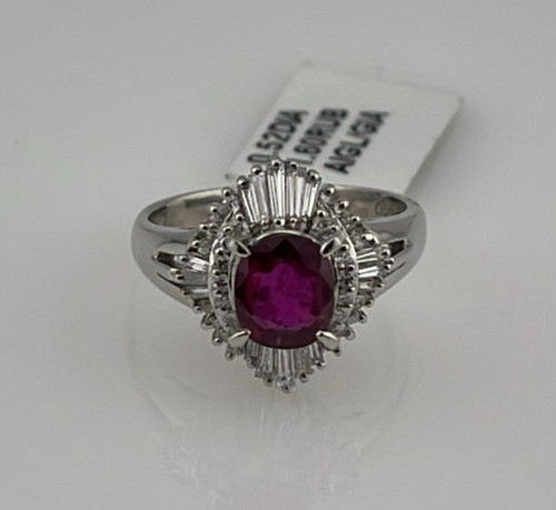 Value $14,454 Ruby And Diamond Platinum Ring Size 5-1/2 (US)